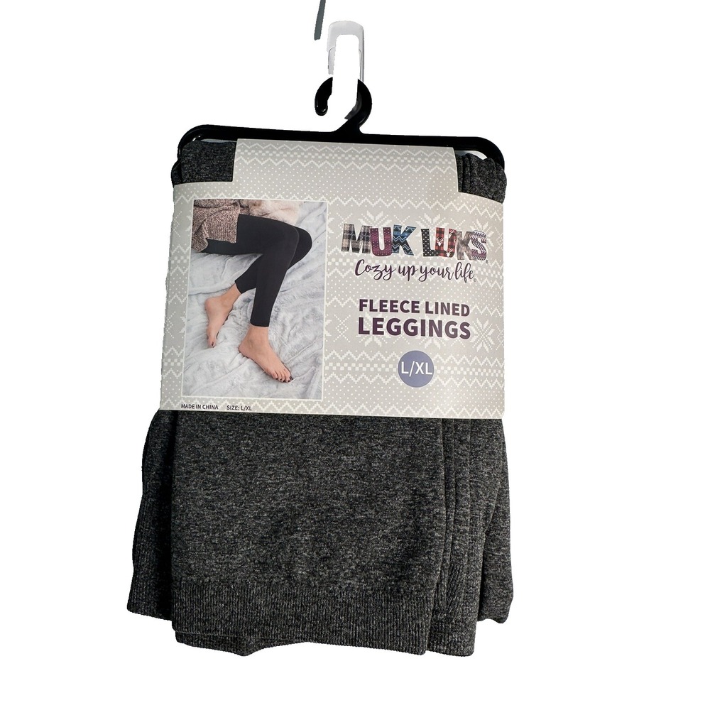 MUK LUKS womens fleece‎ lined leggings gray size large extra large